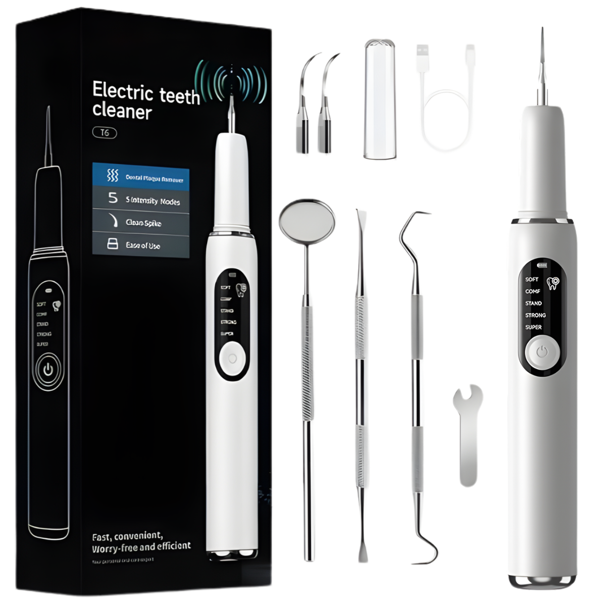 Ultrazvukový čistič zubov T6 USB + nástavce