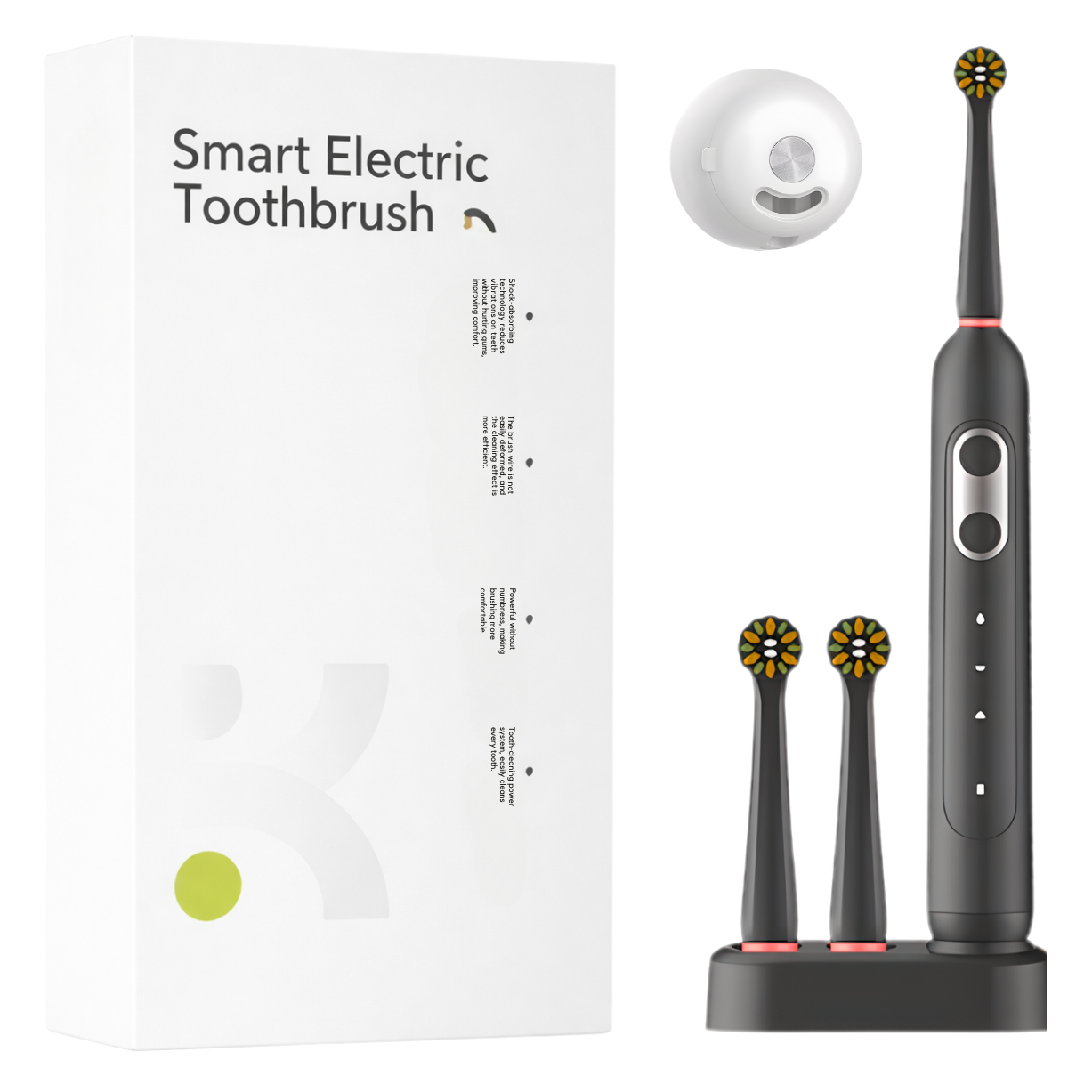 Elektrická zubná kefka čierna + 2 hlavice + UV sterilizátor